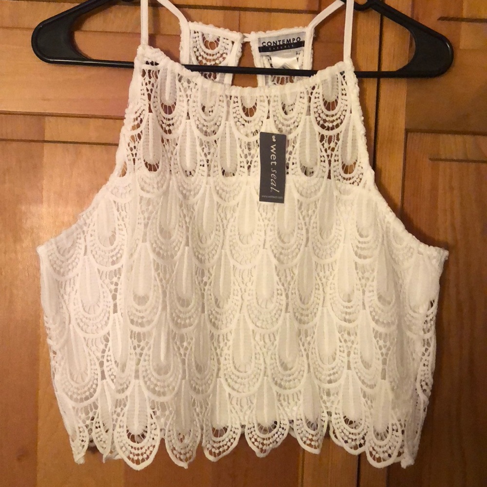 Croquet high neck cropped tank